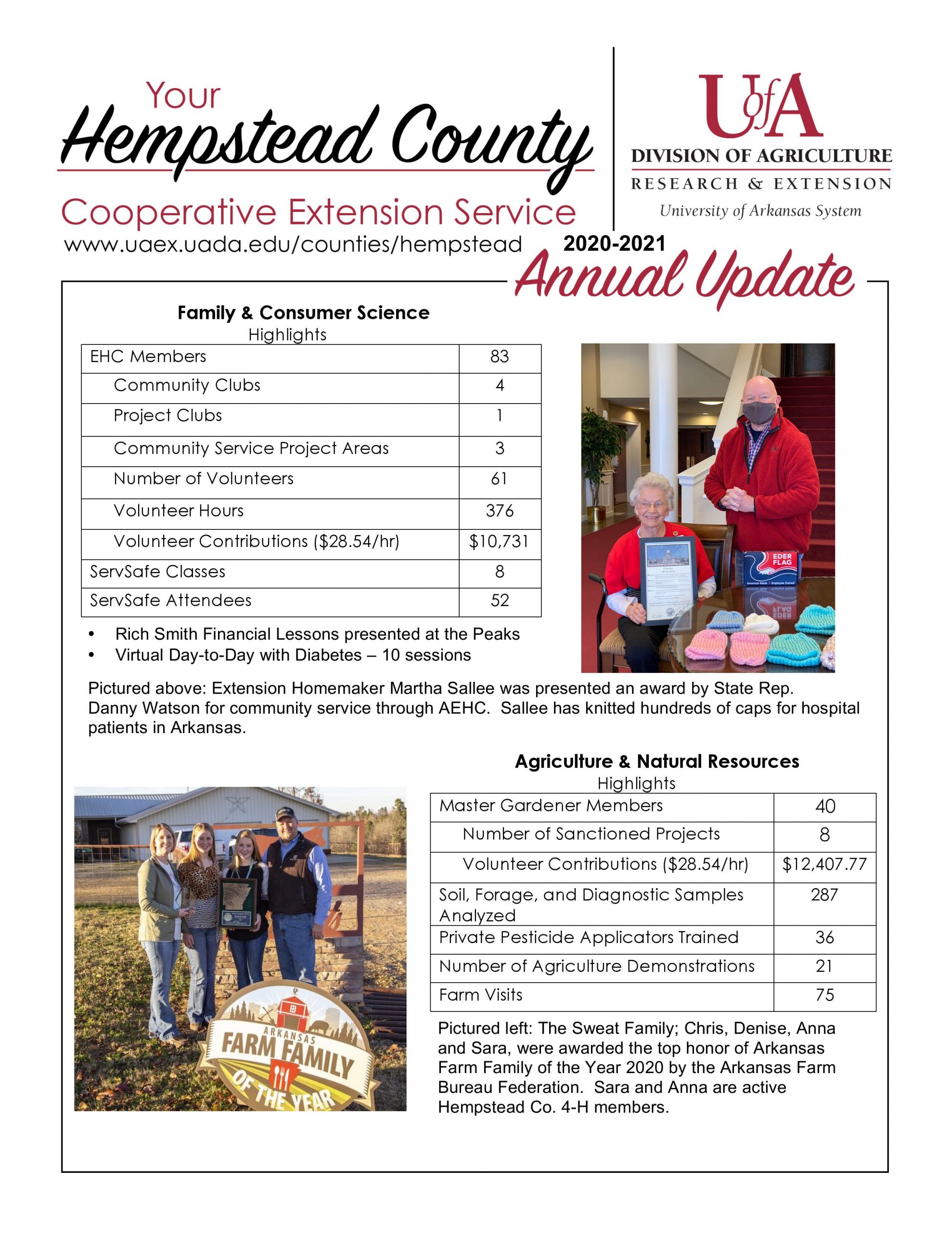Hempstead County Cooperative Extension Service Annual Update