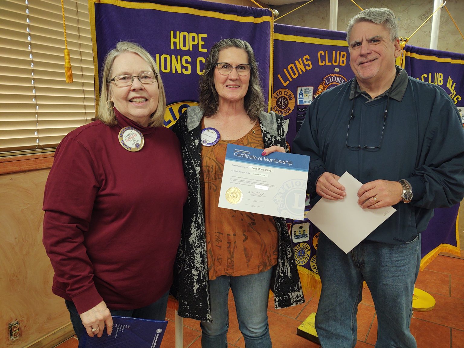 Celia Montgomery Inducted Into Hope Lions Club Hope Prescott