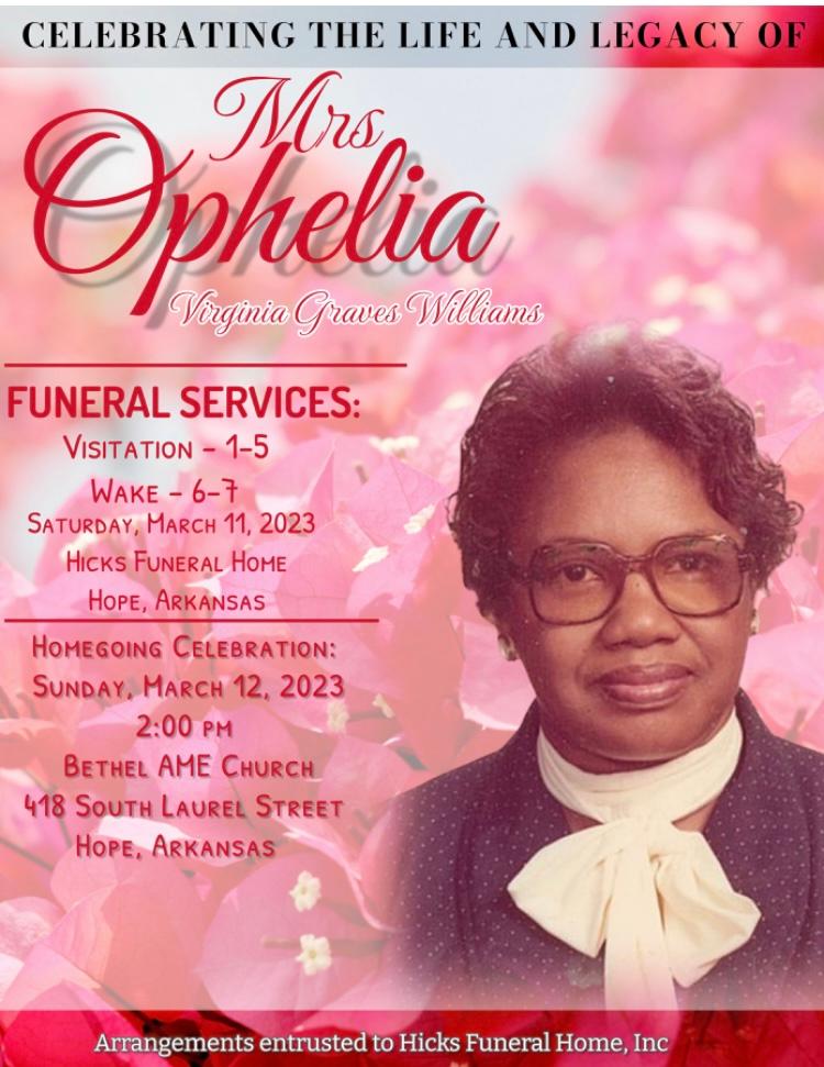 Mrs. Ophelia Virginia Graves Williamson