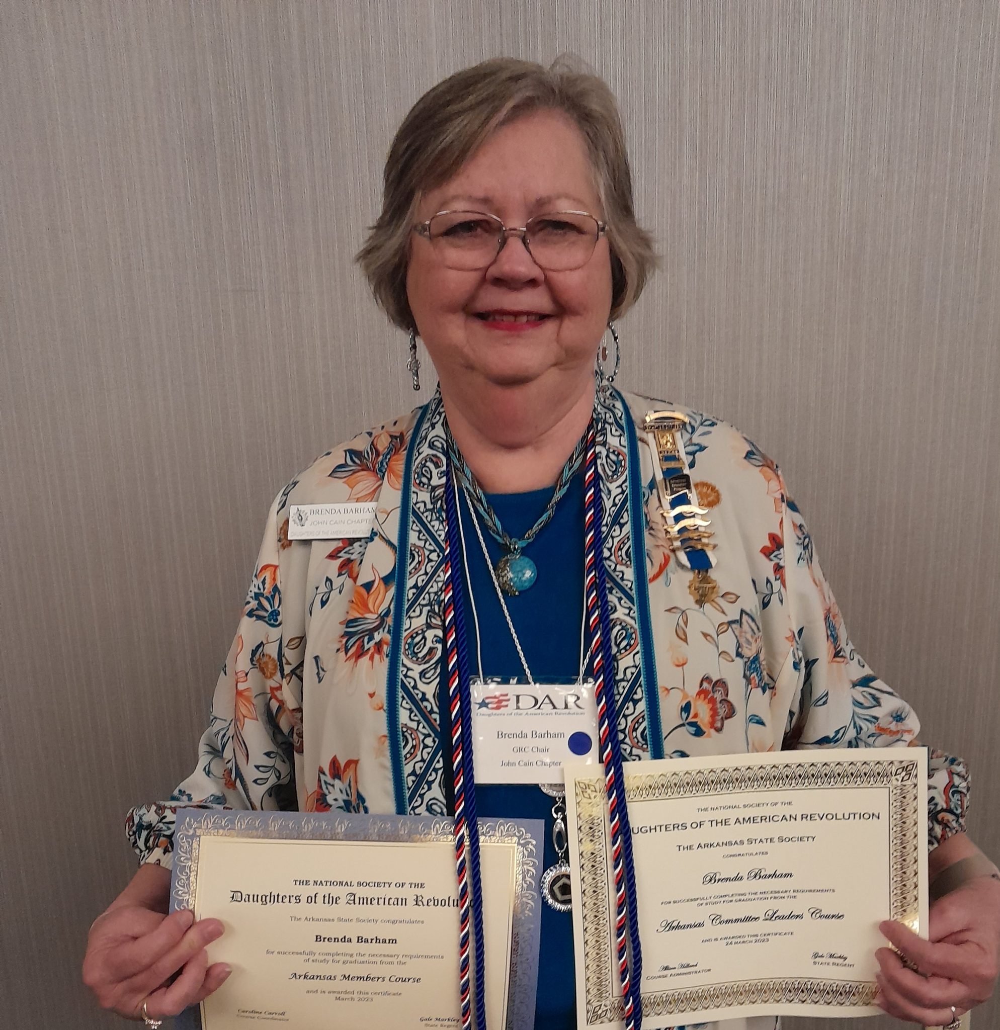 Brenda Barham Receives Cords at Arkansas DAR State Conference Hope