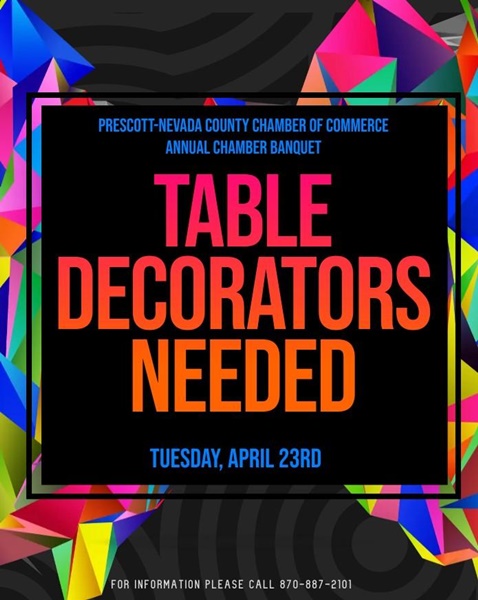 Table decorators needed for banquet