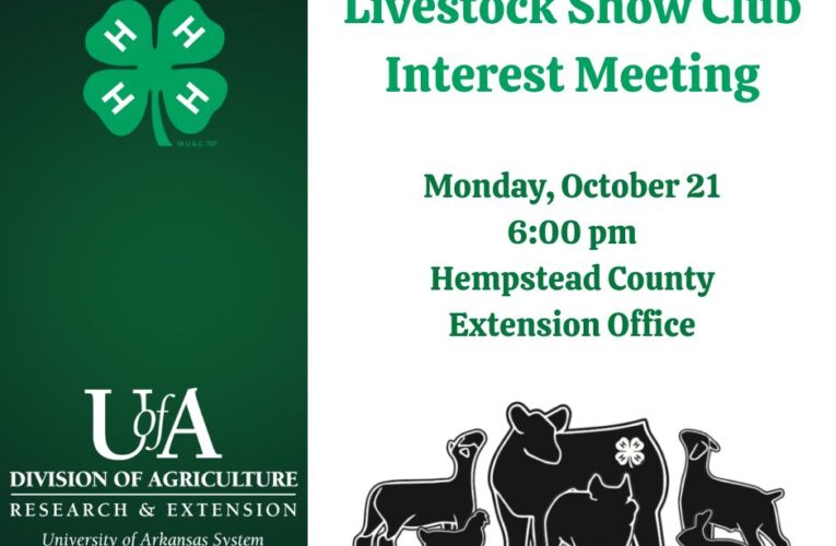 Livestock Show Club Interest Meeting Monday evening