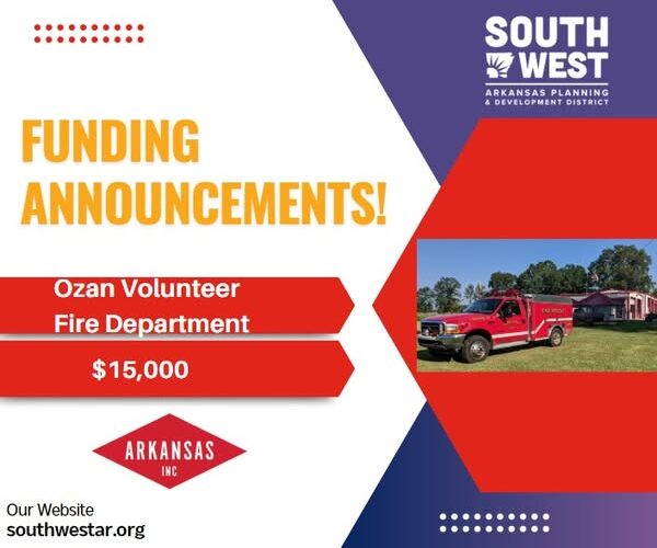 Ozan VFD grant presentation set in Little Rock