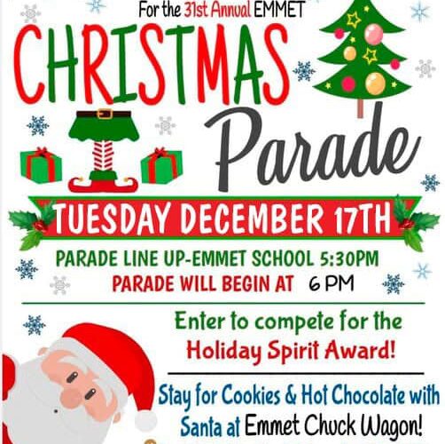 Emmet Christmas Parade rescheduled for Tuesday