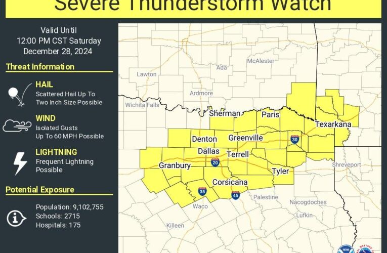 Severe Thunderstorm Watch in effect until noon