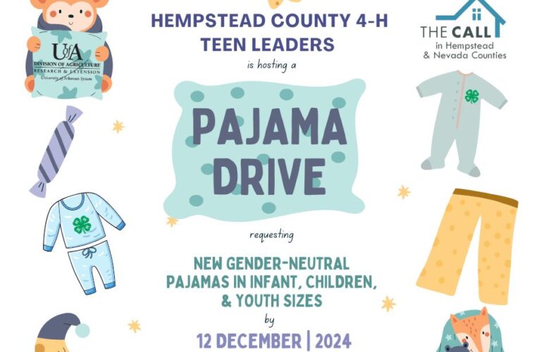 Christmas Pajama Drive to benefit The Call in Hempstead and Nevada Counties