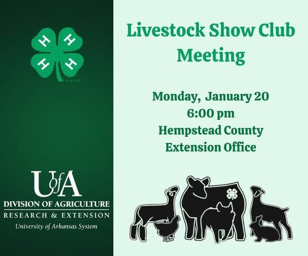 Reorganized Livestock Show Club will meet Monday