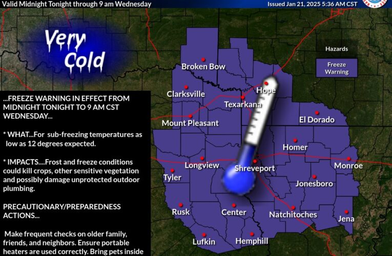 Hard Freeze Warning tonight