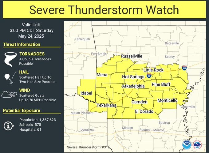 Severe Thunderstorm Watch in effect until 3:00 pm