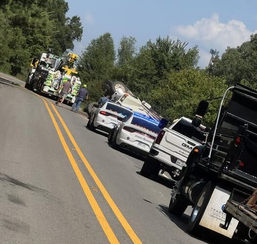 One injured in log truck crash