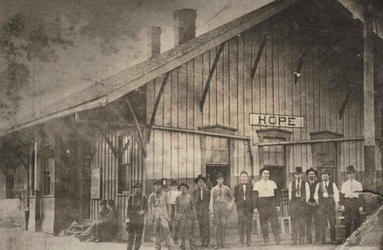 Historic photographs of Hope program at Historical Society meeting