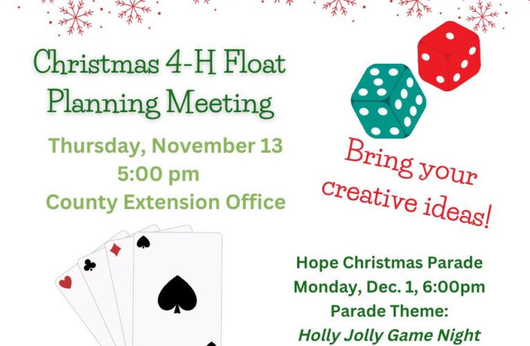 4-H Christmas parade planning meeting tonight