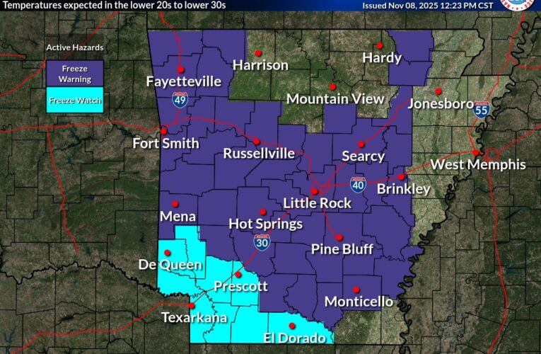 Freeze Watch in effect Sunday night for Hope-Prescott region