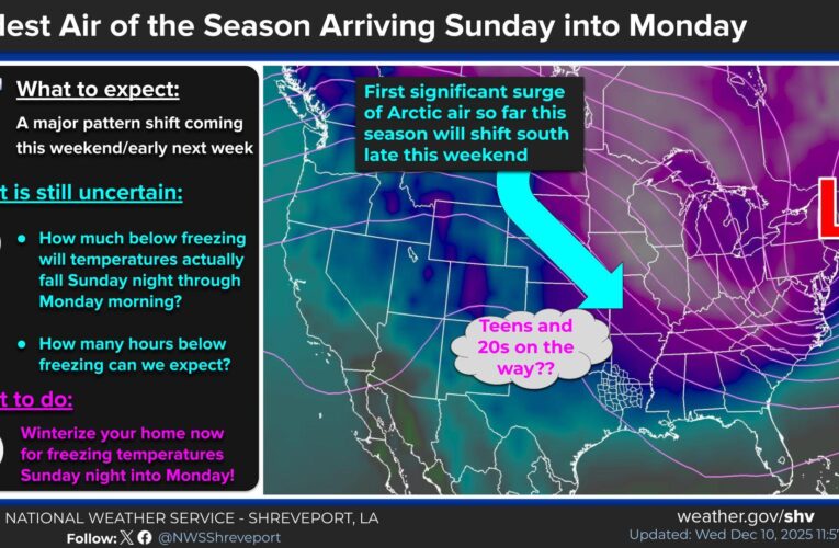 Coldest air of season Saturday night/Sunday morning
