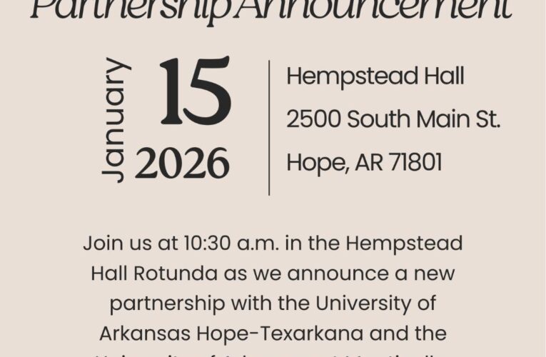 Please join us tomorrow as we announce new partnerships with the University of Arkansas at Monticello